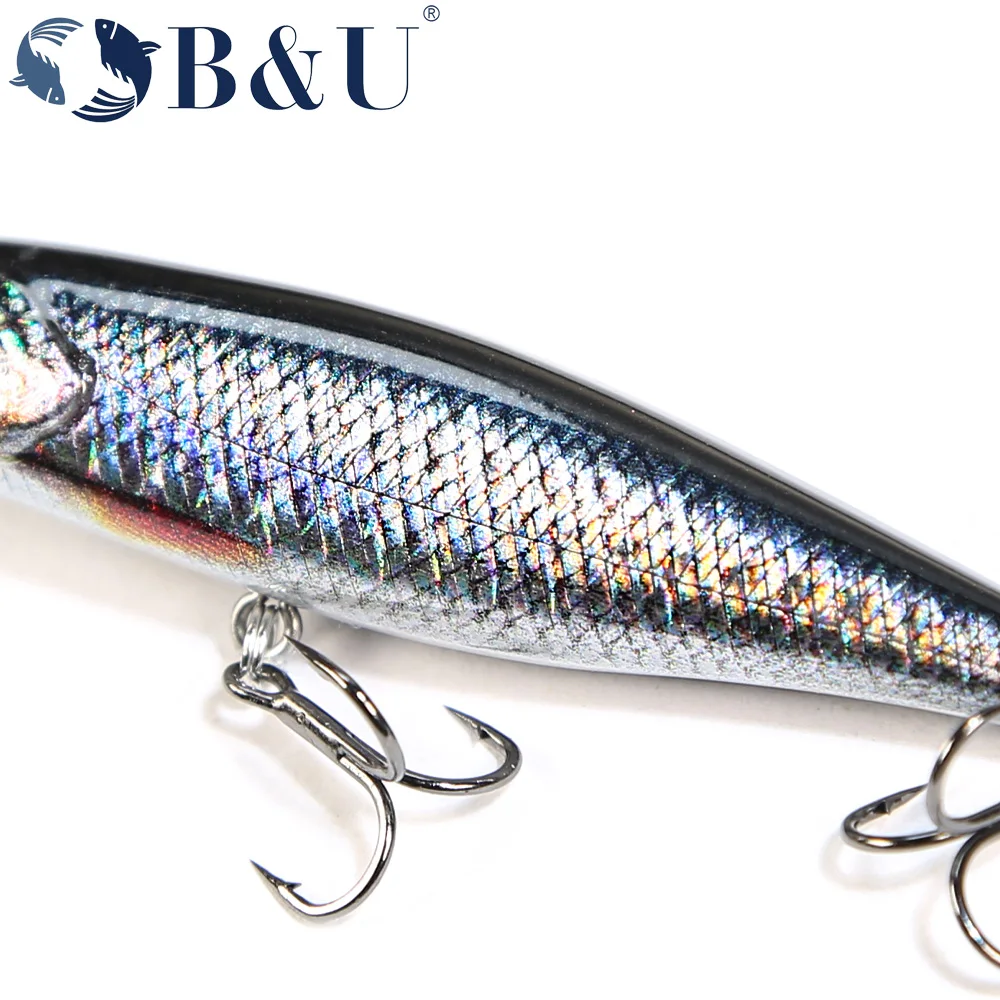 B & U 68mm impresión 3D sábalo suspendido pececillo señuelo de pesca Artificial Jerkbait Wobblers lubina Lucio Swimbait Señuelos de Pesca