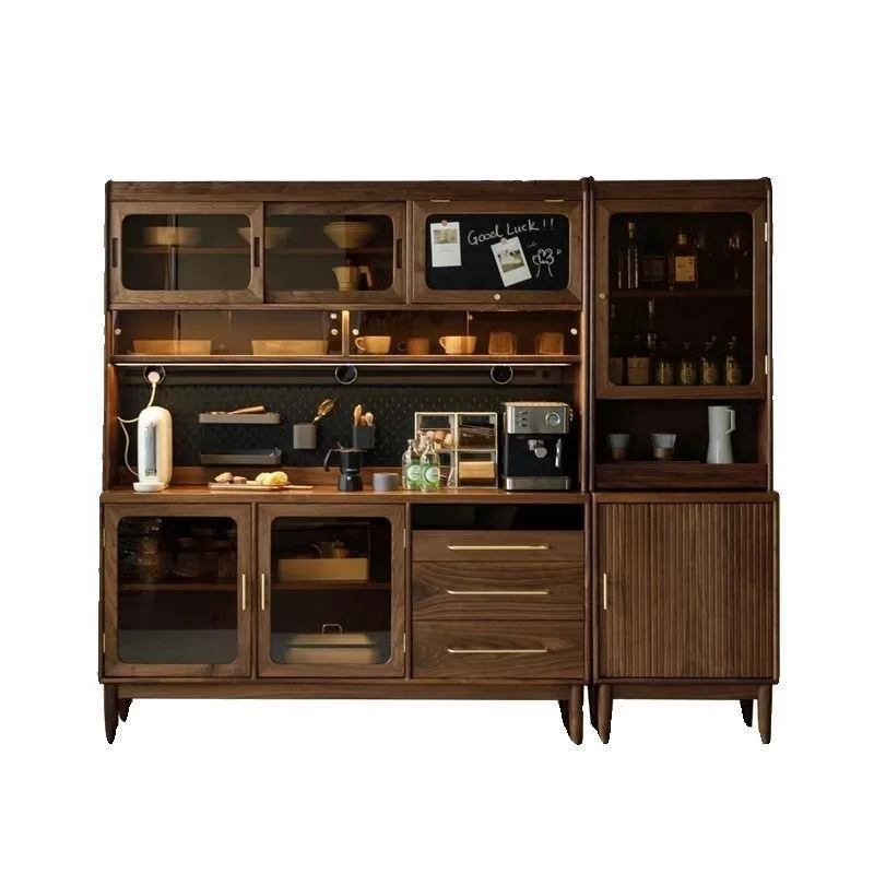 Nordic side cabinet, solid wood bar integrated wall storage cabinet