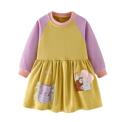 Jumping Meters 2-7 Sweatshirt Princess Girls Dresses Fairy Tale Cotton Long Sleeve Children's Clothes Party Fashion Kids Frocks
