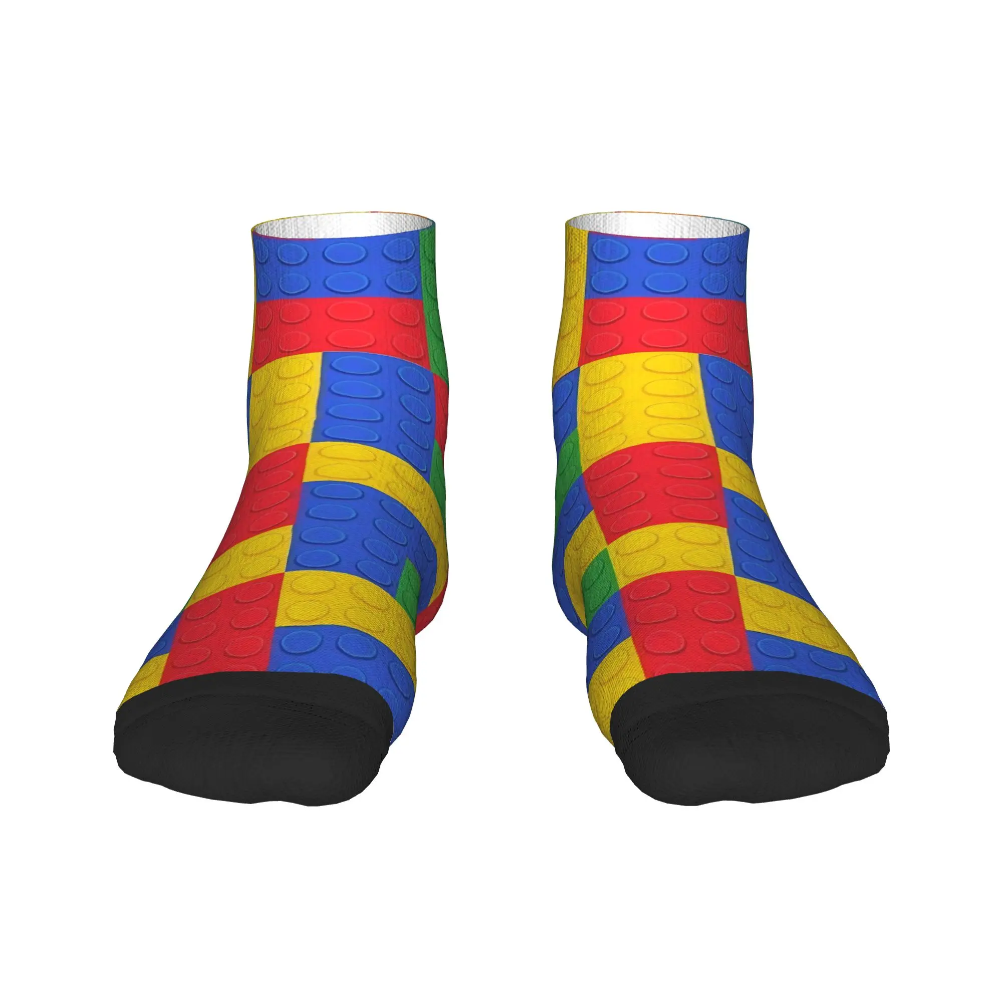 Ankle Socks For Men's Retro Primary Color Building Blocks Pattern Casual Socks Graphic Anti Slip Soft Summer Outdoor Sports Sock