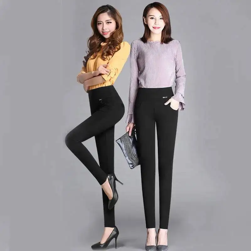 Winter Women Trousers 2025 New High-waist Elasticity Skinny Pencil Pants Warm Lined Velvet Casua Female Stetch Leggings