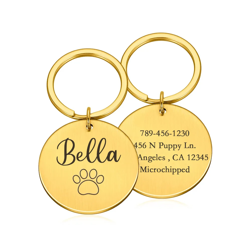 Personalized Dog Collar Address ID Tags for Dogs Medal with Engraving Name Customizable Kitten Puppy Accessories Necklace Chain