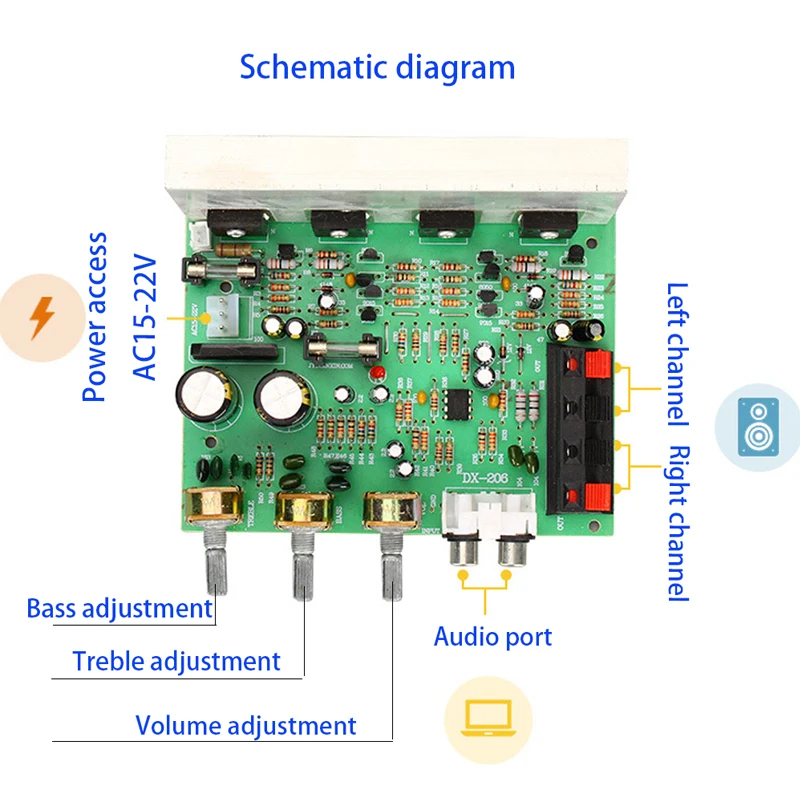 1pcs Power Audio Amplifier Board 80W+80W 2.0 Channel Stereo Sound Speaker Amplificador DIY AC15-22V