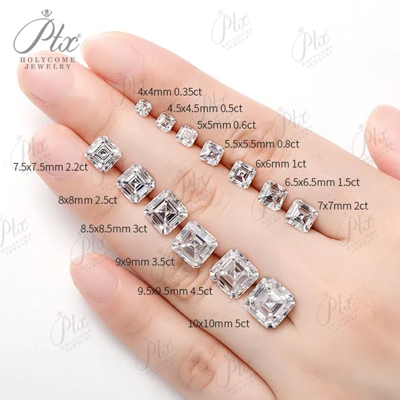 White D Colorless Sparkle Brilliant Handmade Royal Asscher Cut Moissanite Stone For Engagement Ring Jewelry Make Loose Gemstones
