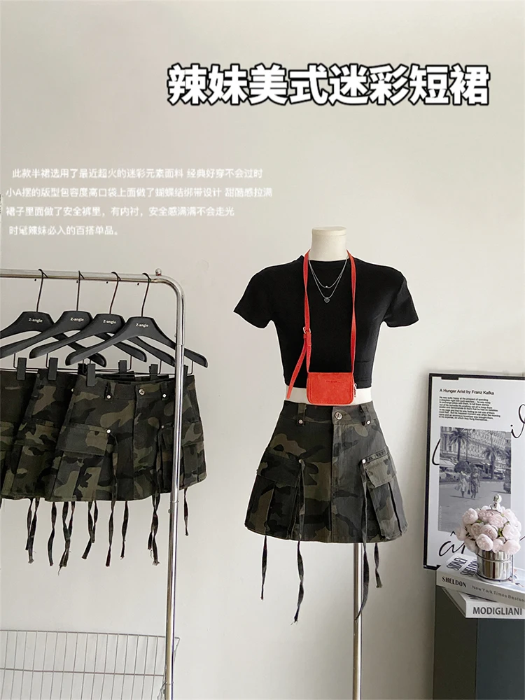 

Summer Women E-girl Mini American Vintage Camouflage Low Rise Skirt 2000s Aesthetic Gyaru Y2k Tide Streetwear Grunge Harajuku