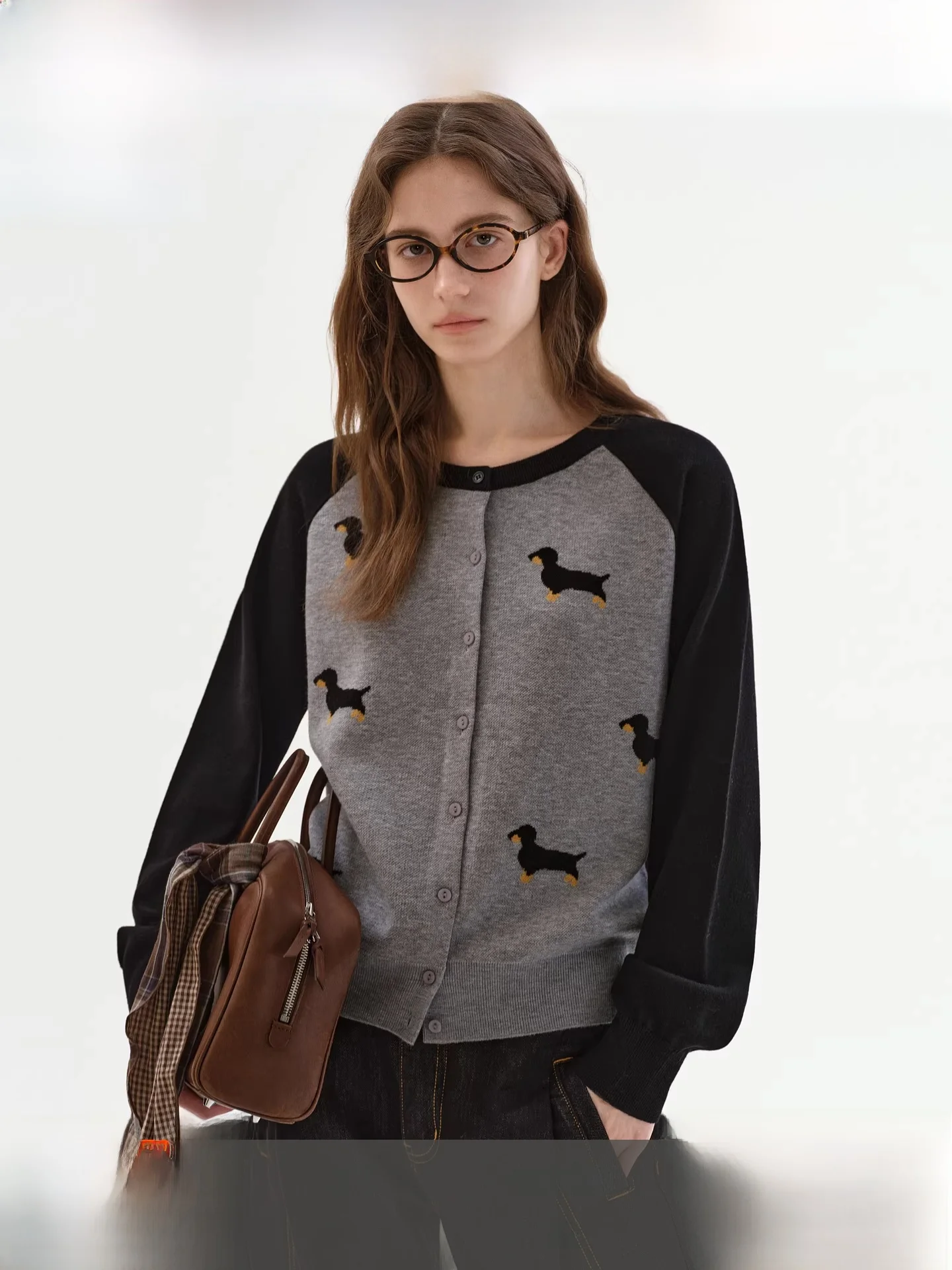 

Fano Vintage Floral Knitted Open Cardigan Spring Commute Color Blo oulder Sve Women's Regular Fit Long Sve Top