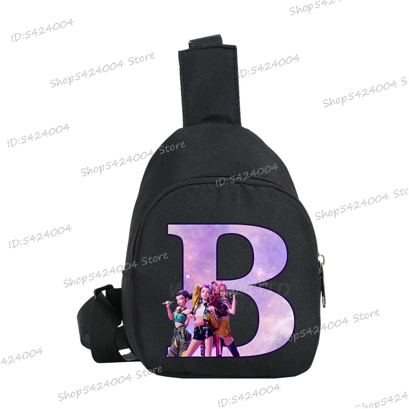 Bolso de pecho para niños, bonito bolso cruzado con 26 letras de personajes de película, bolsa para dinero para niñas y niños, bolso de hombro a la moda con cremallera para mujeres y hombres