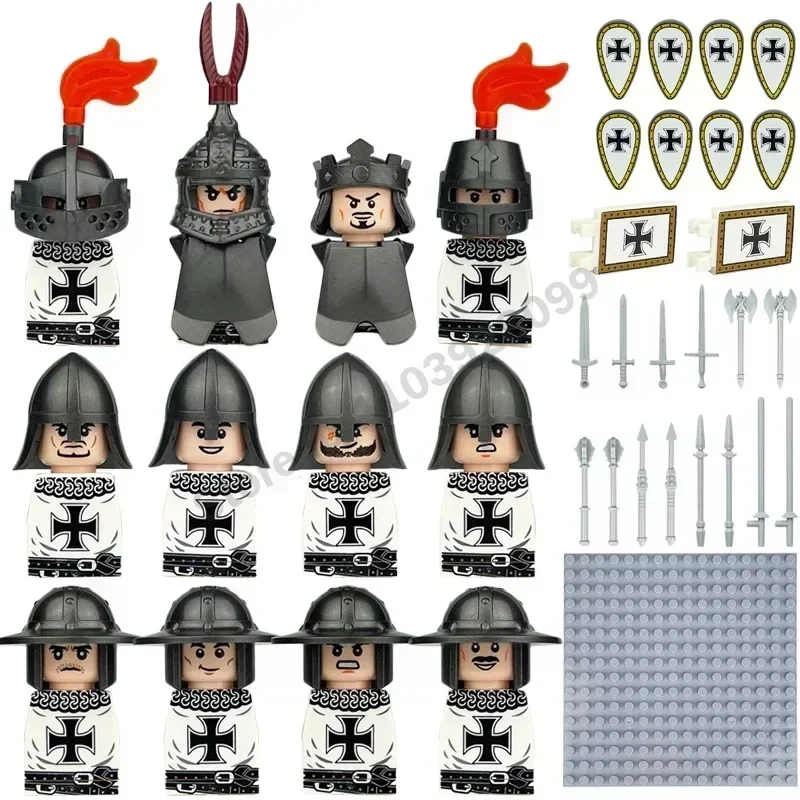 Crusader Knights Roman Warriors Middle Ages Medieval Europe Military Building Blocks Figures Castle Kingdom King Legion Set
