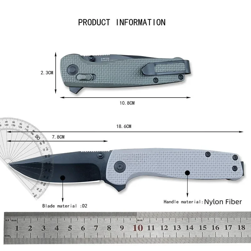 Folding Pocket Knives D2 Drop Point Blade Nylon Fiber Handle Outdoor Camping Tactical Hunting Survival EDC Utility Knives Tools