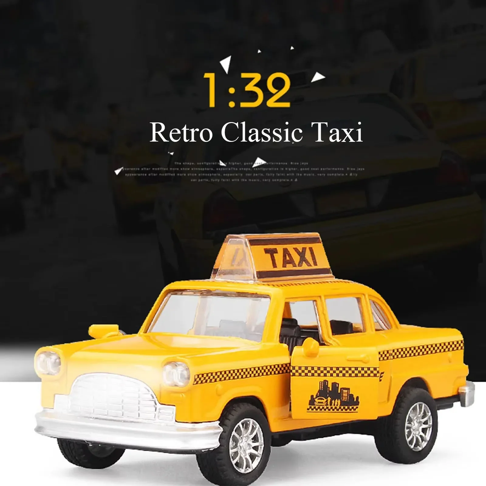 Modelo de coche de taxi: función extraíble con luz, juguete de edición de coleccionista de simulación en miniatura