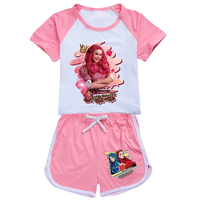 zz04zz12 ภาพยนตร์การก้าวขึ้นมาของสีแดงใหม่เสื้อยืดชุดเด็กลูกหลานเสื้อ + กางเกงขาสั้นชุดน่ารักการ์ตูนชุดนอนสวมใส่เสื้อผ้า Ki