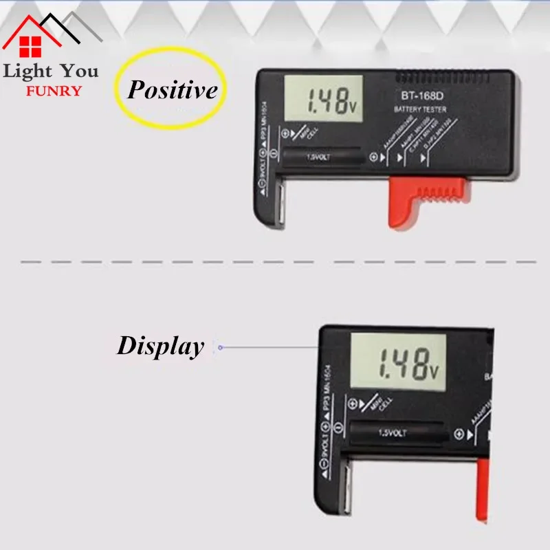 배터리 테스터 포인터 디지털 디스플레이 배터리 용량 테스터 AA AAA 9V 용 다기능 테스터 카드 마운트 볼트 검사기