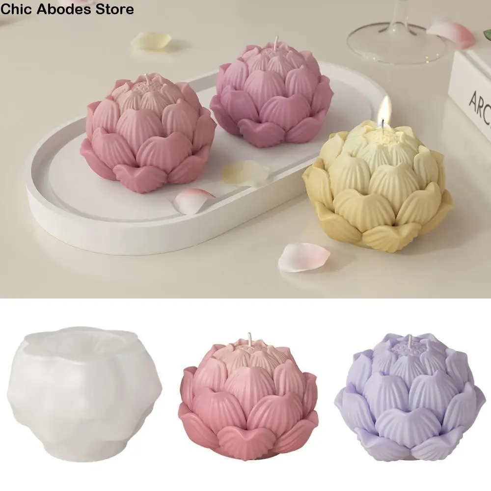 

Plaster Resin 3D Lotus Flower Mold Funny DIY Crafts Floral Mold Handmade Reusable Epoxy Resin Mold Soap Making