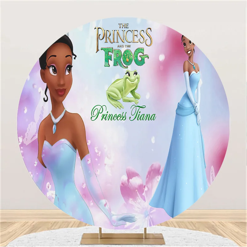 Disney Round Circle Custom Girls Birthday Party Banner Decoration Princess and The Frog Backdrop Tiana Photography Background