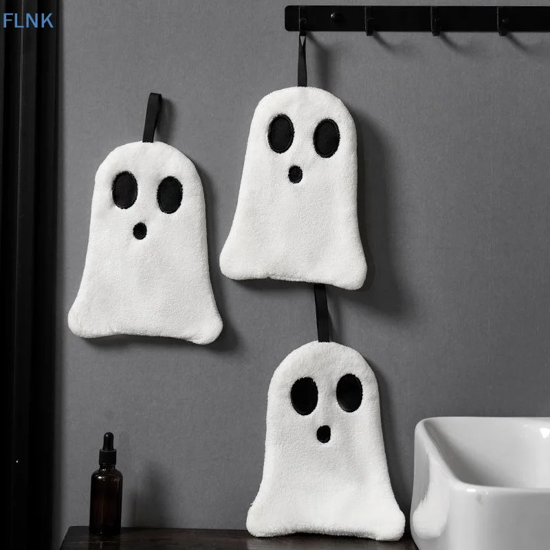 【KC】Decorative Halloween Hand Towel 1Pcs Soft Absorbent Hanging Cute Print Towel for Bathroom Guest Room Holiday Use