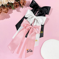 1pcs Pink White Team Bride to Be Bow Headband Satin Ribbon Wedding Bridal Shower Decoration Girl Hen Bachelorette Party Supplies