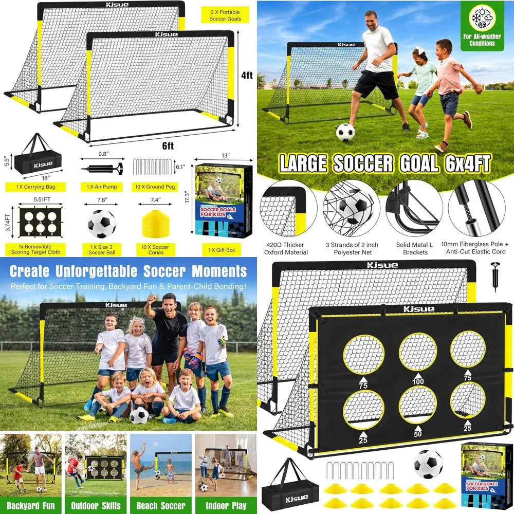 

Youth Soccer Goals for Ages 3-12: 2 or 6x4ft Nets, Training Equipment, and Balls for Outdoor Play