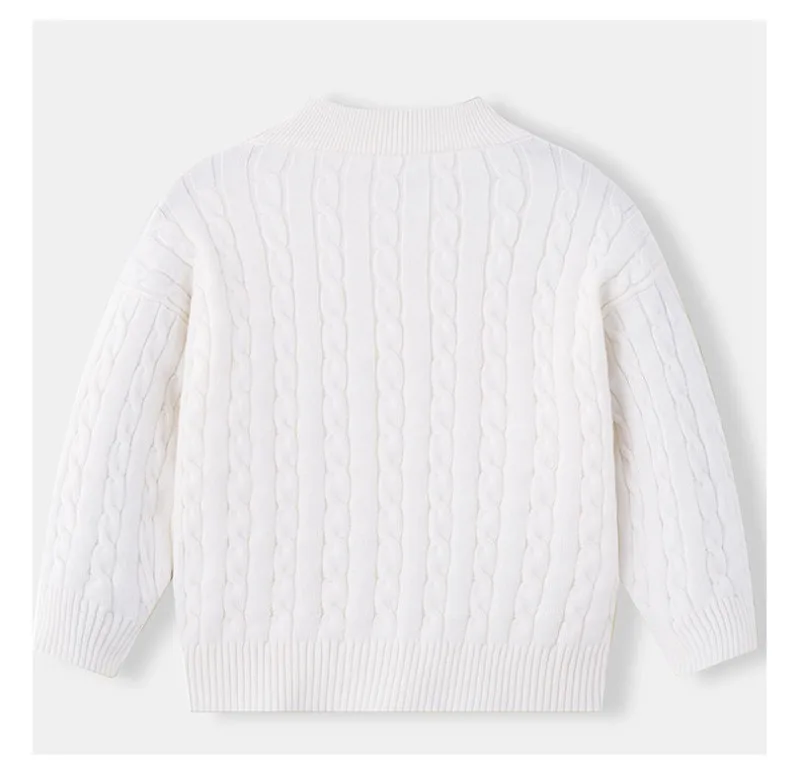 UNITIM Herbst 2-12 Jahre Kinder Jungen Pullover mit Stehkragen, Kinder Jungen Zopfmuster Pullover, einfache Langarm-Oberteile für Kleinkinder und Babys – Detail 24