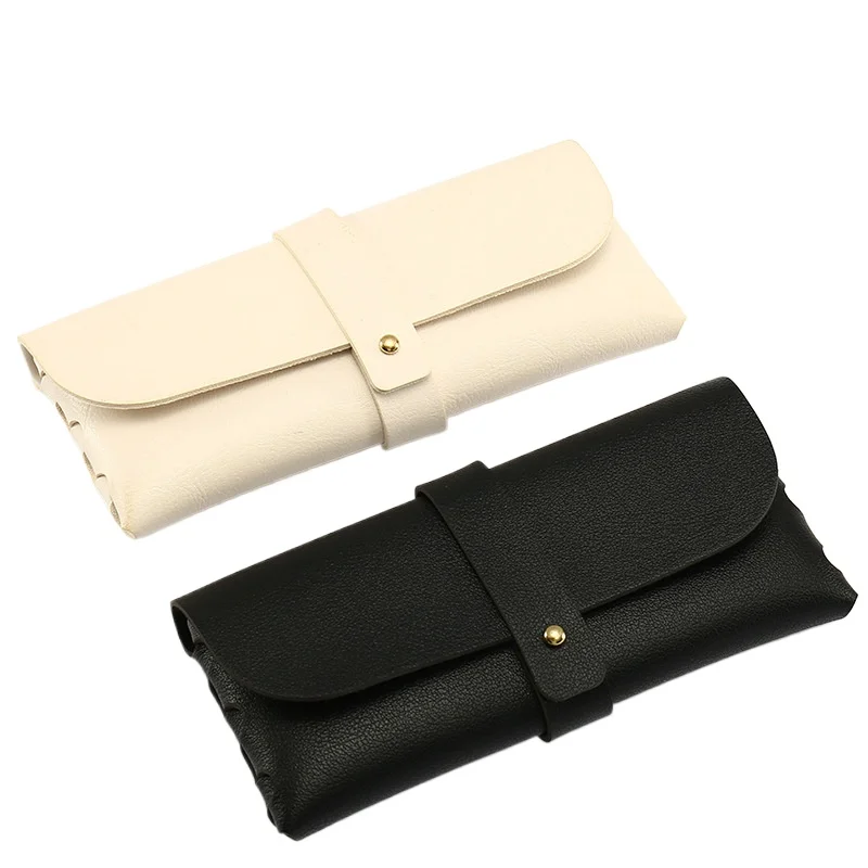 Black Leather Eyeglass Case PVC Nail Buckle Soft Bag Glasses Case Wholesale Sunglasses and Eyeglass Bags