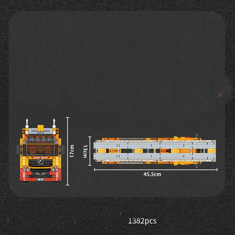 City Ejection Rescue Trailer with Frame Track Block DIY Catapult Transport Vehicle Building Brick Toy For Kids