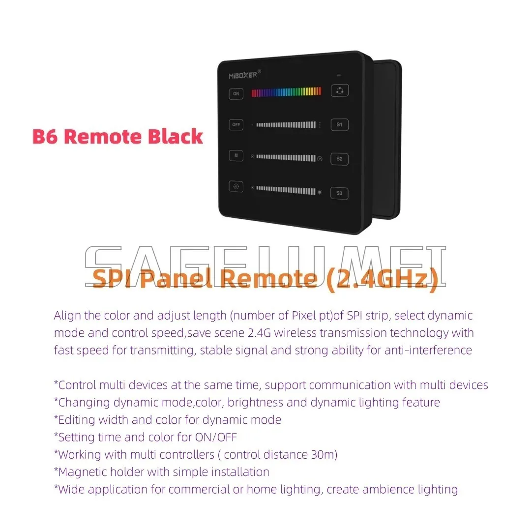 NEW SPIR3/R3-M MiBoxer DC5V-24V for Pixels Strip WS2812 TM1812 with SPI Remote LED Controller Single Color+RGB+RGBW 3in1 2.4GHz