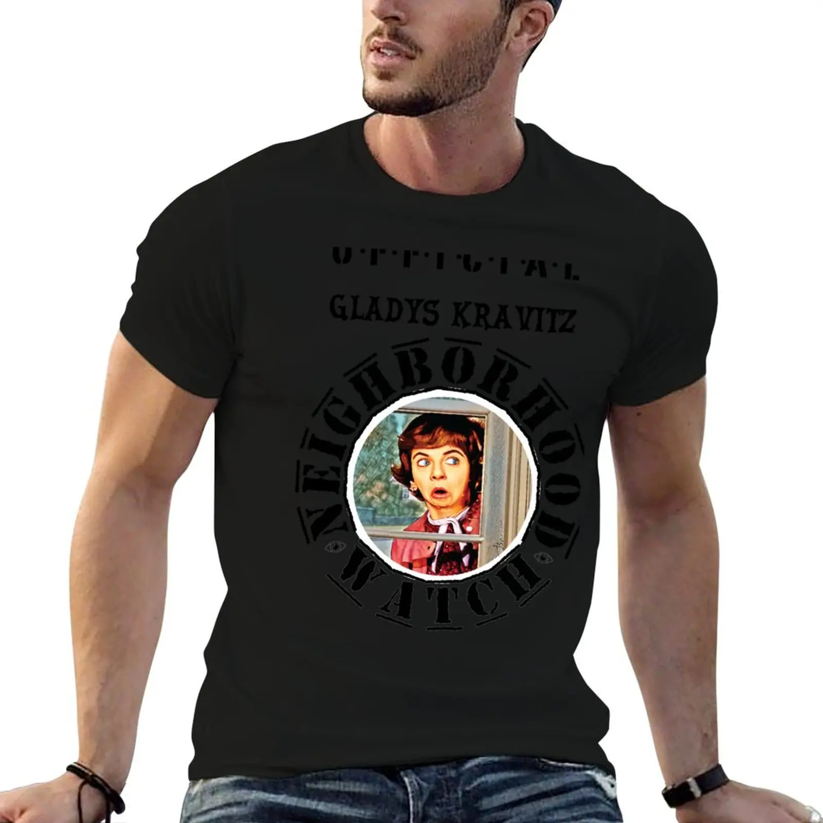 OFFICIAL Gladys Kravitz Neighborhood Watch - Whimsical Bewitched Fan Art T-Shirt Lightweight Casual Summer T-Shirt