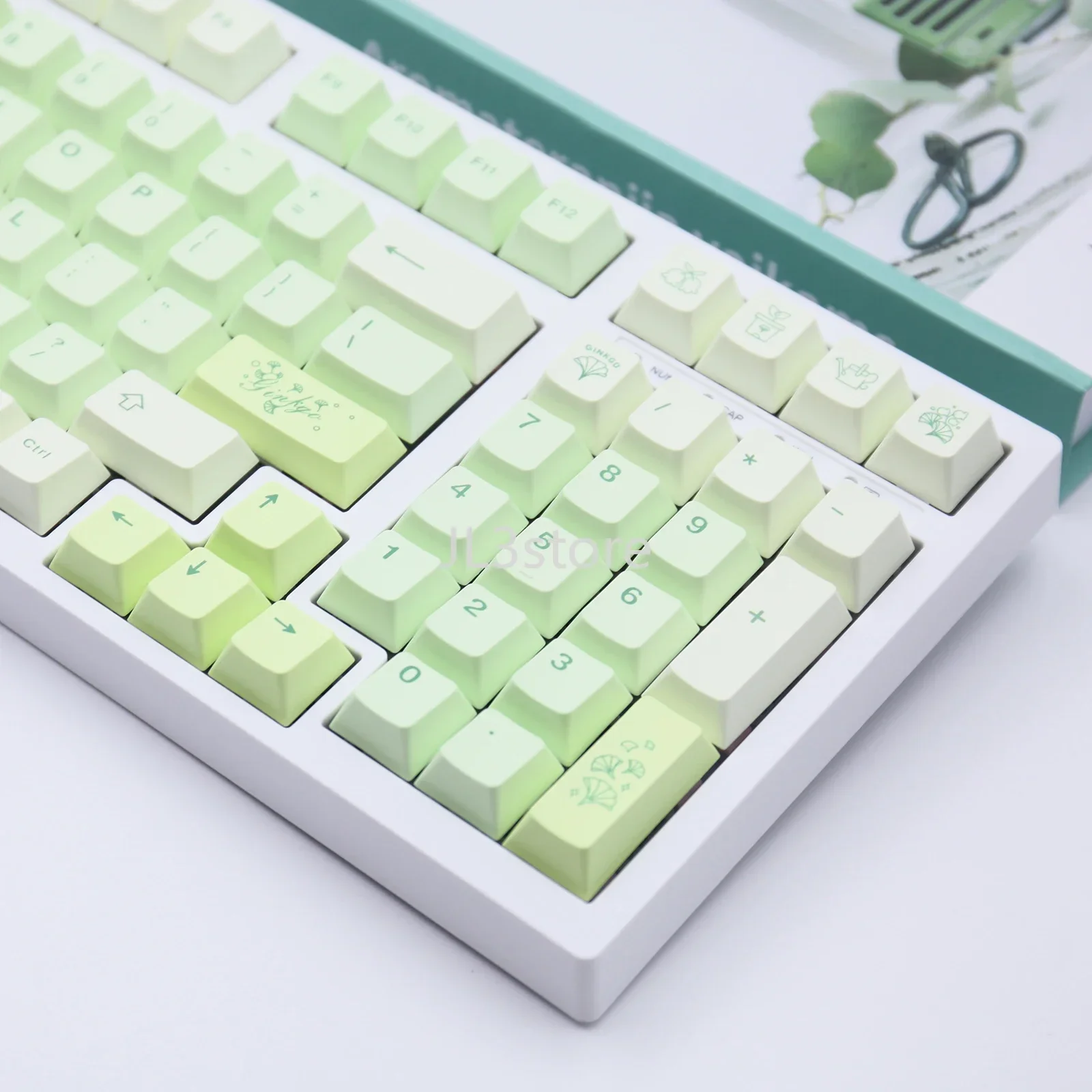 Ginkgo Theme Keycaps PBT Split Spaces Original Height 64/68/75/82/87/98 Keycaps Keycaps Keyboard Caps