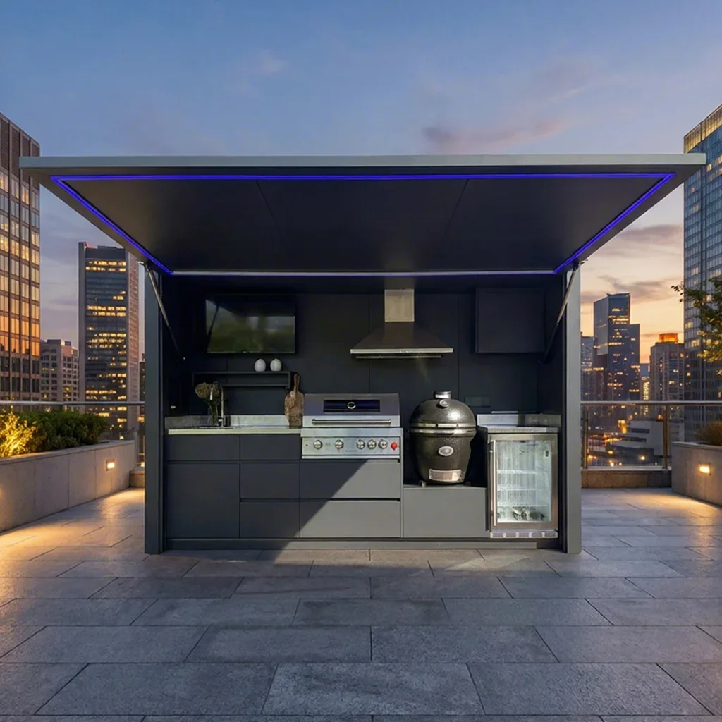 Modular All-Weather Outdoor Kitchen for Backyard BBQ with Griddle Module  Outdoor Kitchen Outdoor Kitchen with Roller Shutter