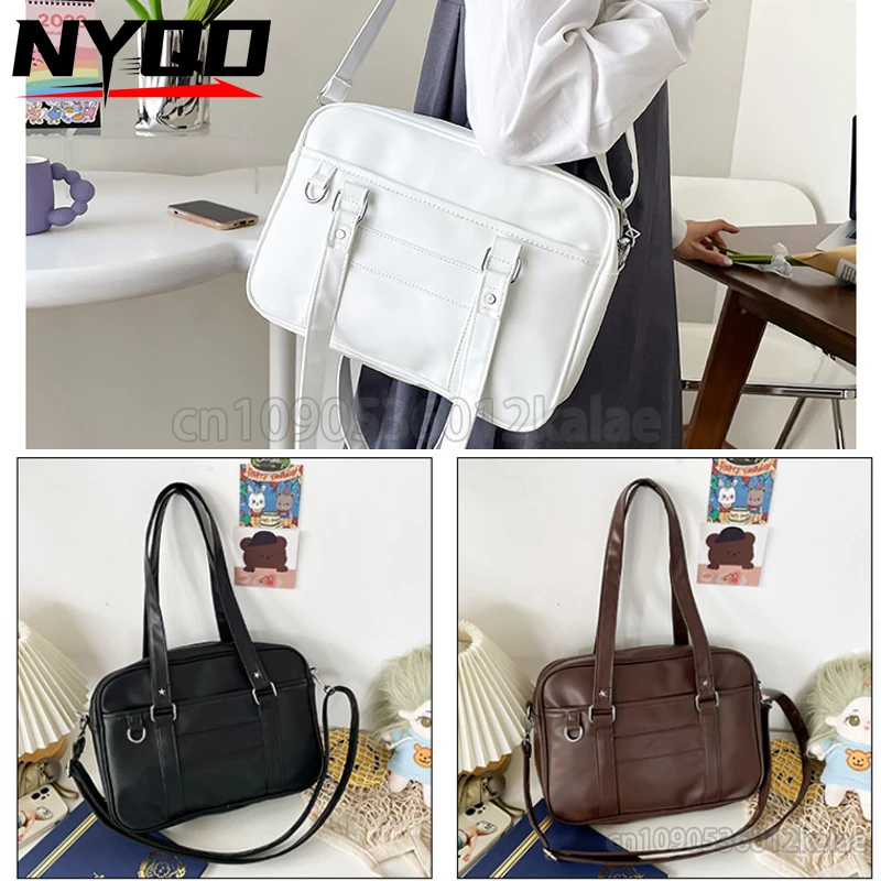 Shoulder Bag Women Japanese Preppy Style Pure Color Crossbody Bags PU Leather JK Uniform Bag Girls Handbags Purses and Handbags