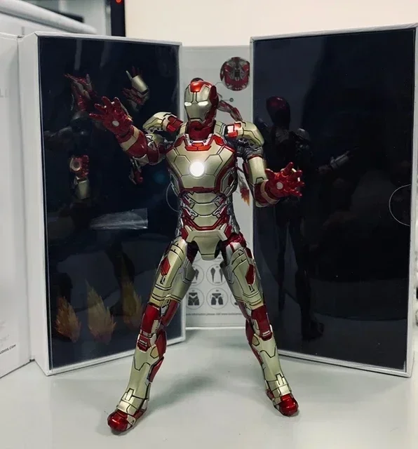 Hot Genuine Comicave 1/12 Iron Man Marvel Anime Figure Armor Mk46 Joint Action Model Dolls Lighted Collection 75% Alloy Toy Gi