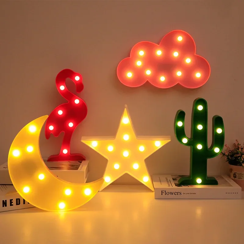 Luces LED 3D para dormitorio de niños y bebés, bonitas nubes, Luna, estrellas, luces nocturnas, juguetes de regalo, lámparas decorativas de ambiente para el hogar