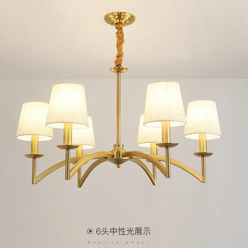 

American country chandelier living room retro creative dining room lamp bedroom chandelier fabric hanging lamp kitchen lamp