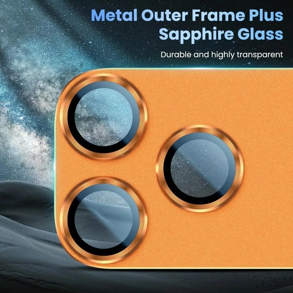 

Metal Tempered Glass Lens Protector Orange Anti Scratch Back Camera Protective Film Full Cover HD for iPhone 17Pro/17 Pro Max