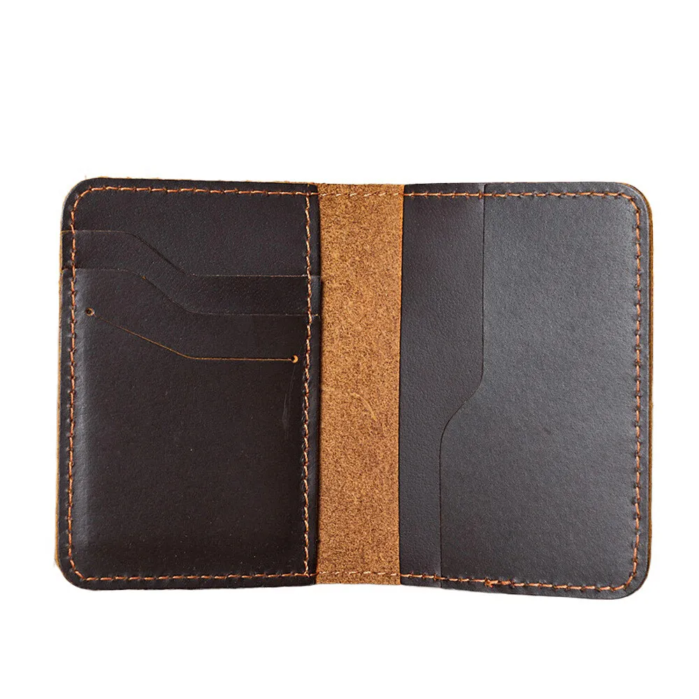 Retro Handmade Crazy Horse Real Leather Multi card Slots ID Credit Card Holder Ultra Thin Wallet Mens Slim Small Cards Cases