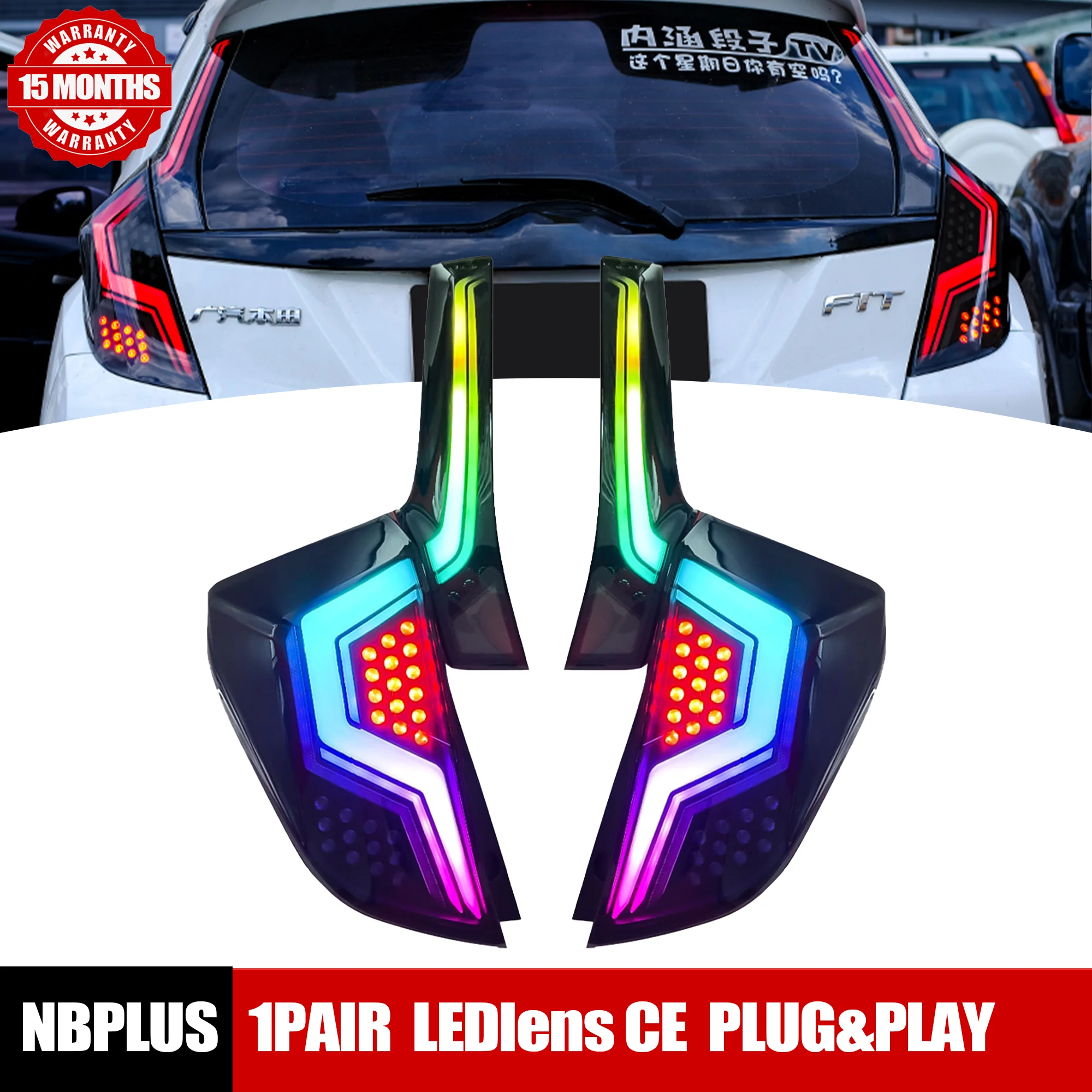 

Car LED Rear Taillights for Honda JAZZ FIT 2014-2018 Animation Rear Lamps LED RGB Taillight Assembly Car Accessories