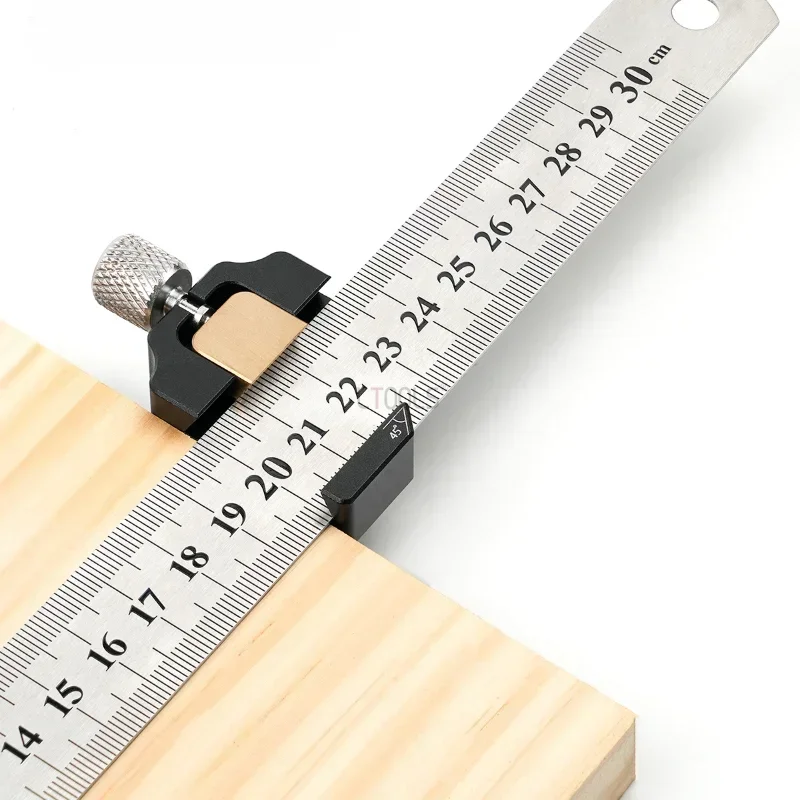 Steel Ruler Positioning Block Gauge 45 Degree Angle Scriber Line Marking Gauge Woodworking Square Scribe Tools for Ruler Locator