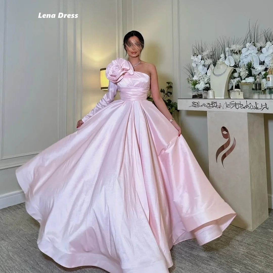 

Satin Cloth Luxurious Women's Evening Dresses Woman Elegant Luxury Women Evening Dress One Shoulder Custom Made Pink Robe Soiree
