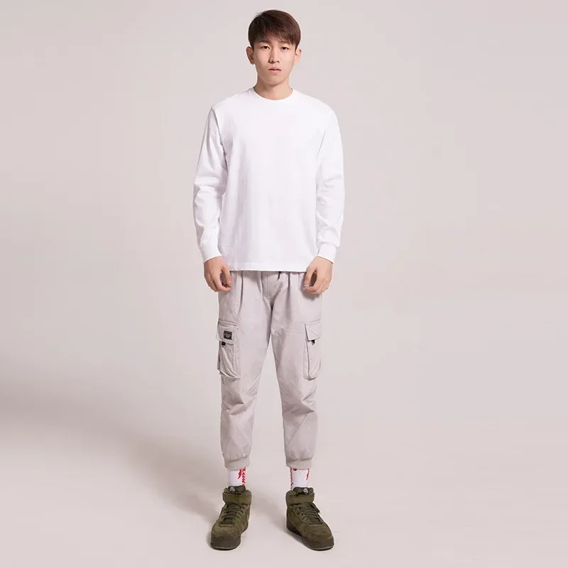 

MRMT 2025 Brand New Men's Casual Cotton Long Sleeved T Shirt Combed Cotton 200g Solid Color Round Neck Bottoming Shirt