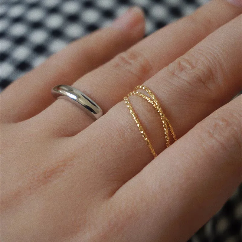 2024 New Women's Gold Color Triple Rolling Ring Three In One Sets Stainless Steel Wedding Engagement Interlocked Stackable Rings