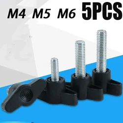 5pcs Hand Screw Plastic Head Z-shaped Handle Screw Wrapped with Glue Handle Bolt Butterfly M4 M5 M6