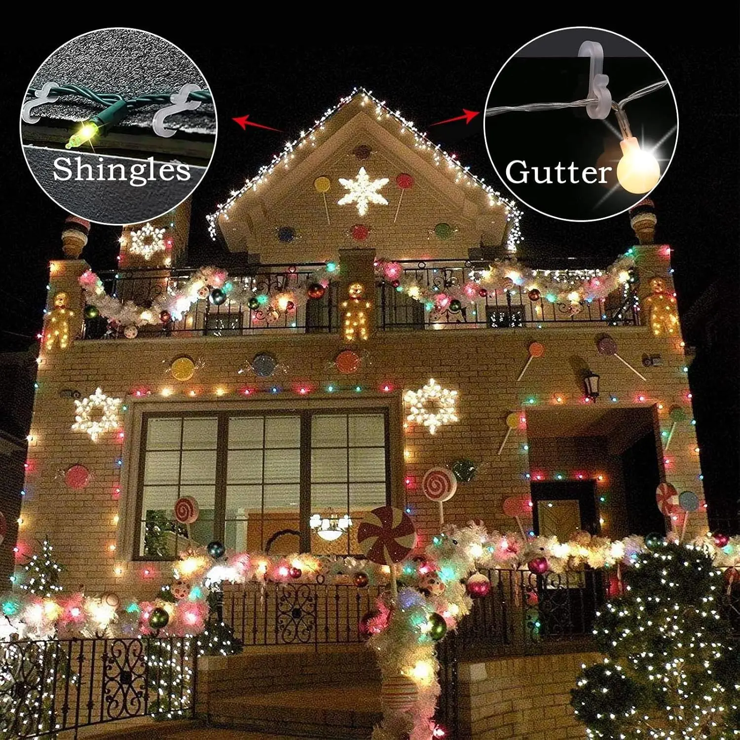 Picture 6: 10-100Pcs Christmas Light Clips Gutter Hanger Hooks S Clips for Hanging Outdoor String Lights Rope Lights Xmas Tree Decoration