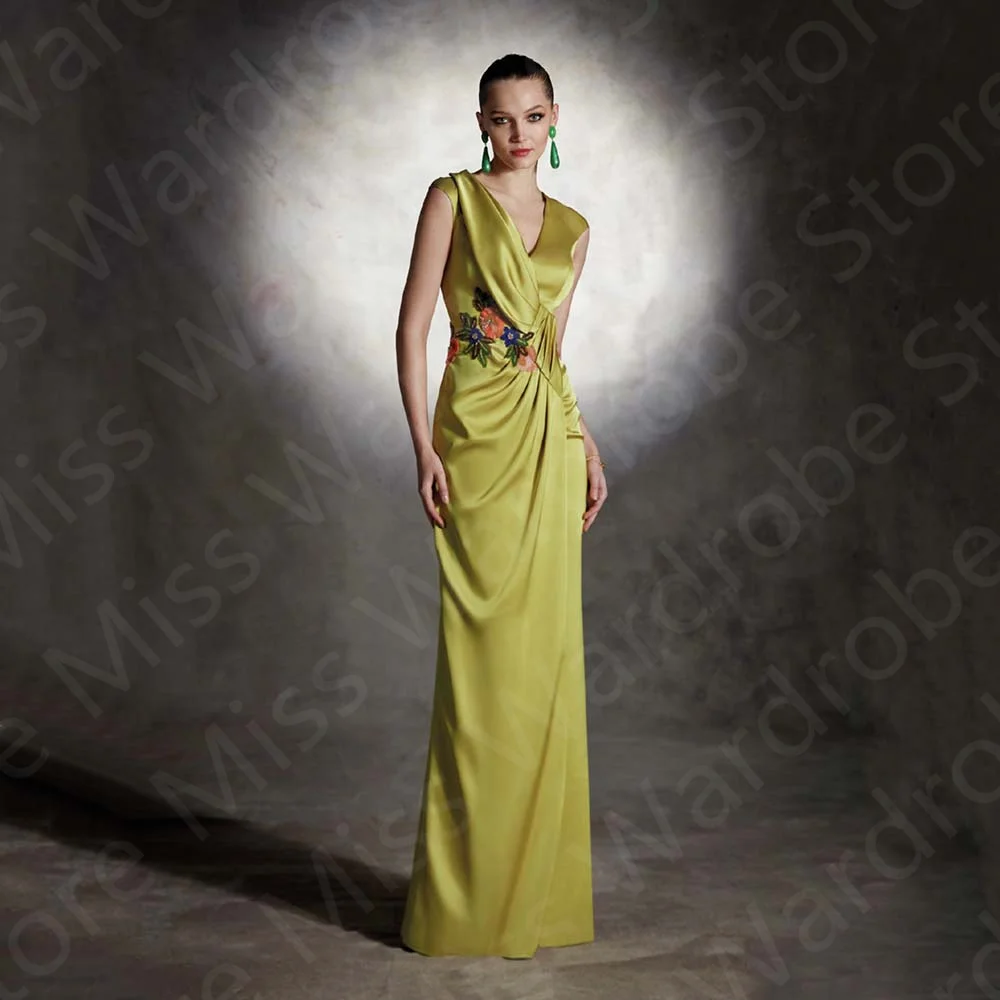 

New Arrival Classic Mother Dresses 2023 of the Bride Gowns Mermaid Sleeveless Wedding Guest Dress V Neckline Appliqued