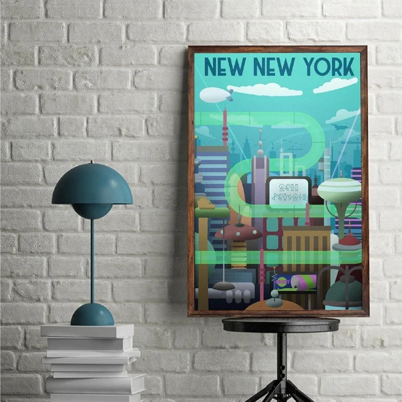 Futurama New New York Travel Canvas Art Prints  Classic American Comedy Comics Poster  Wall Art Painting Picture for Home Decor