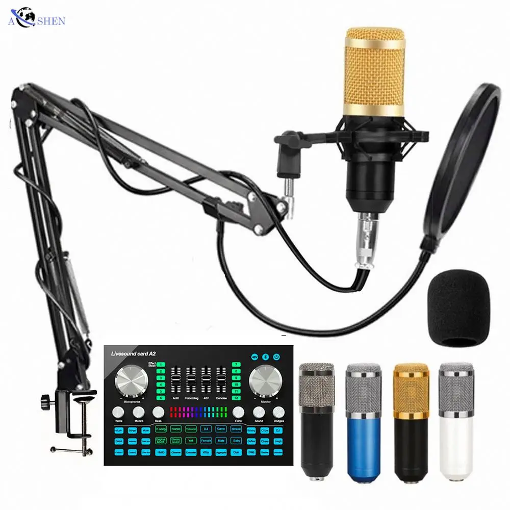 

Professional A2 LIVE Sound Card Recording Interface Mixer With Recording Desktop Microphone for Podcasting