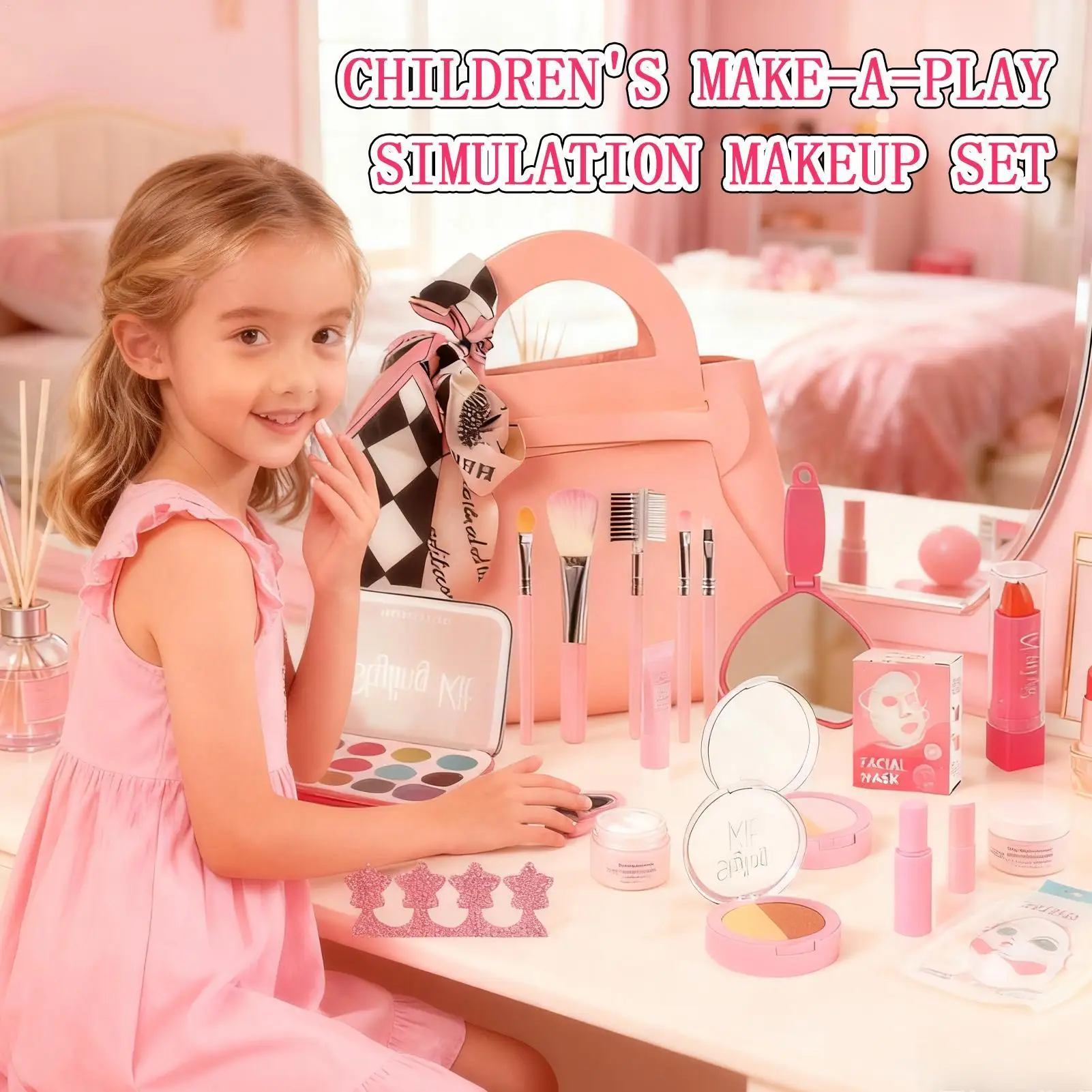 Play Makeup Set Creative Realistic Fake Safe Little Girl Makeup Set For Girls Boys Development Fun Gathering Family Home Indoor