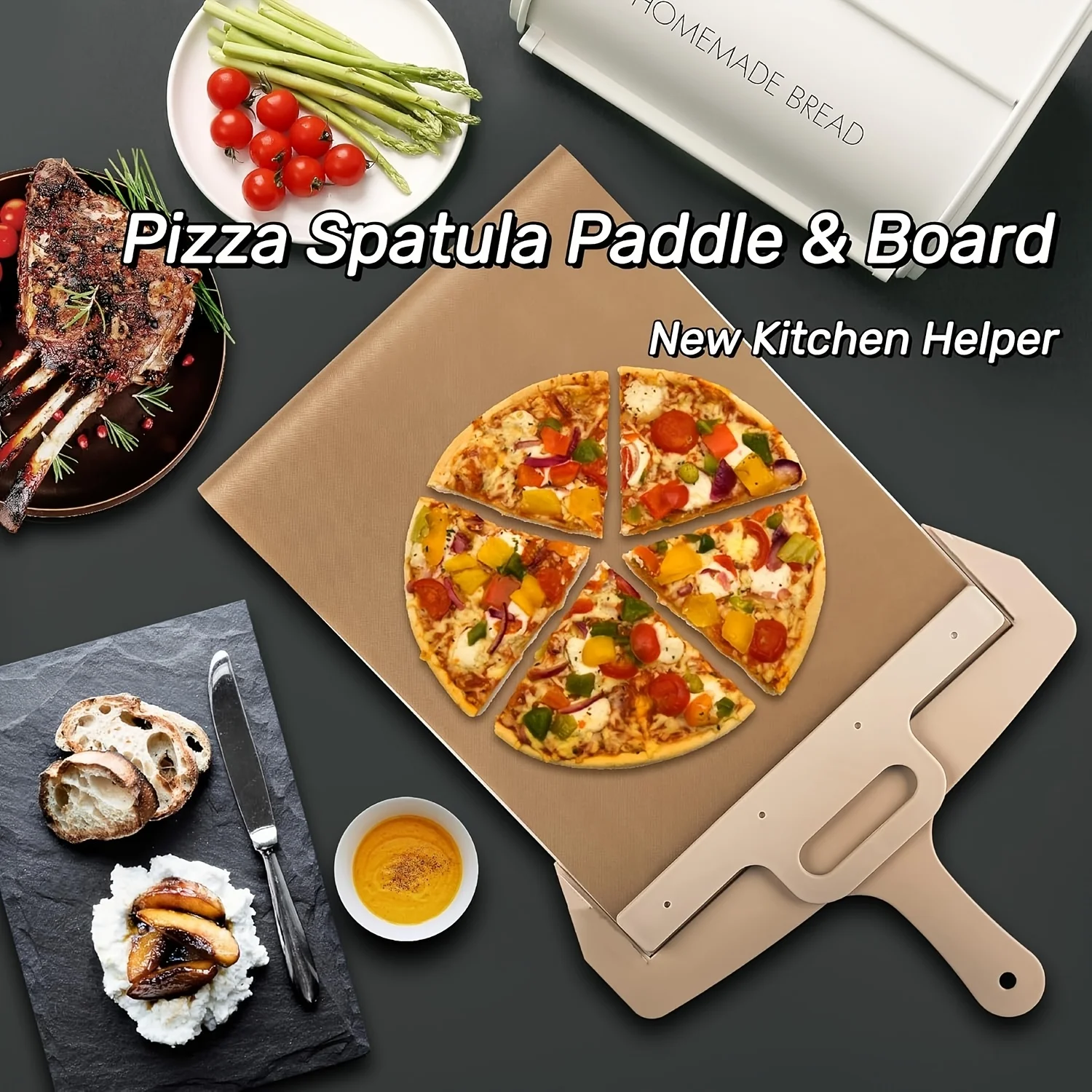 1Pc Sliding Pizza Peel Non-Stick Pizza Transfer Shovel Baking Tool