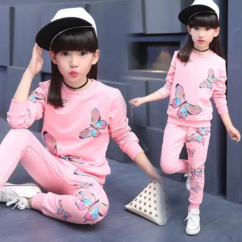 Children Sets New Spring and Autumn Kids Underwear O-Collar Warm Suit Casual Fashion Clothes Baby Girls 2 8 9 10 11 12 Years Old