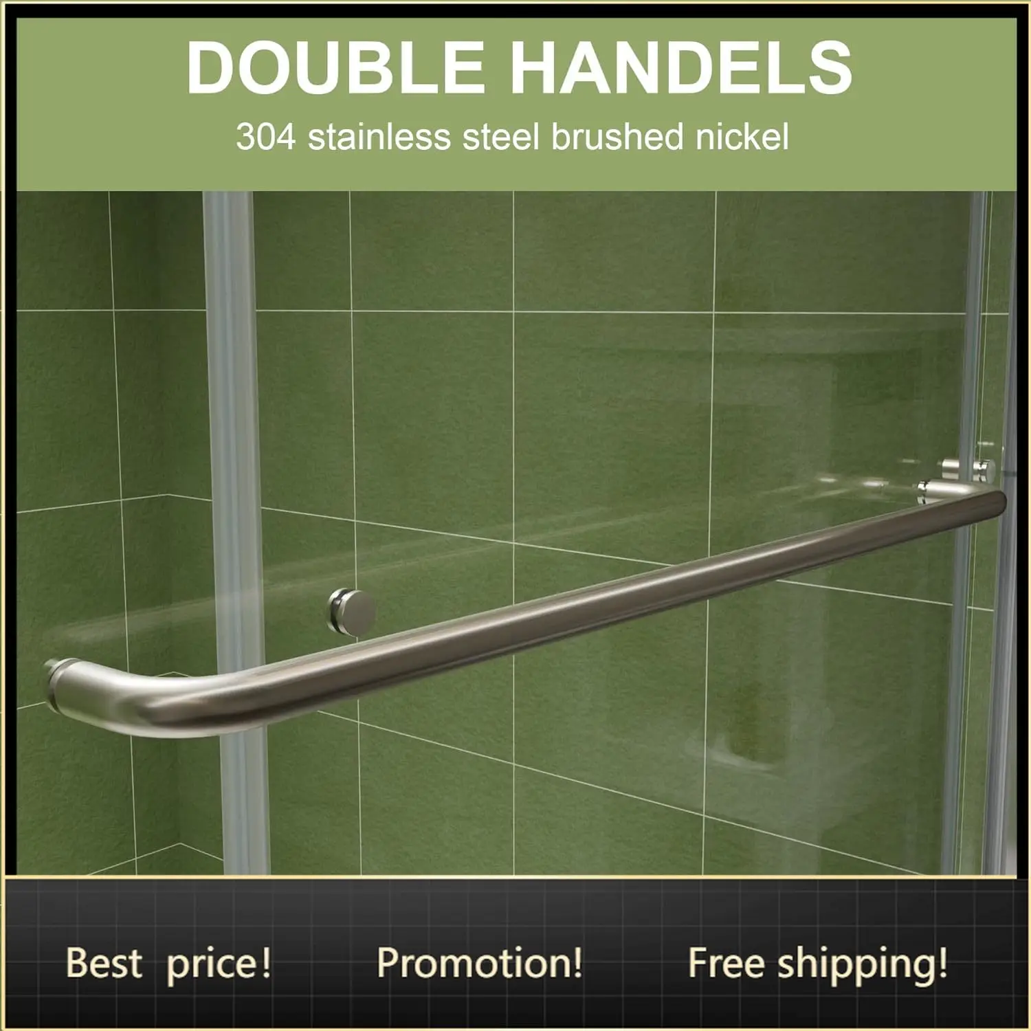 

44-48 in.W x70 in.H Semi-Frameless Sliding Shower Door,Sliding Shower Door with 1/4" (6mm) Clear SGCC Tempered Glass,Brushed Nic