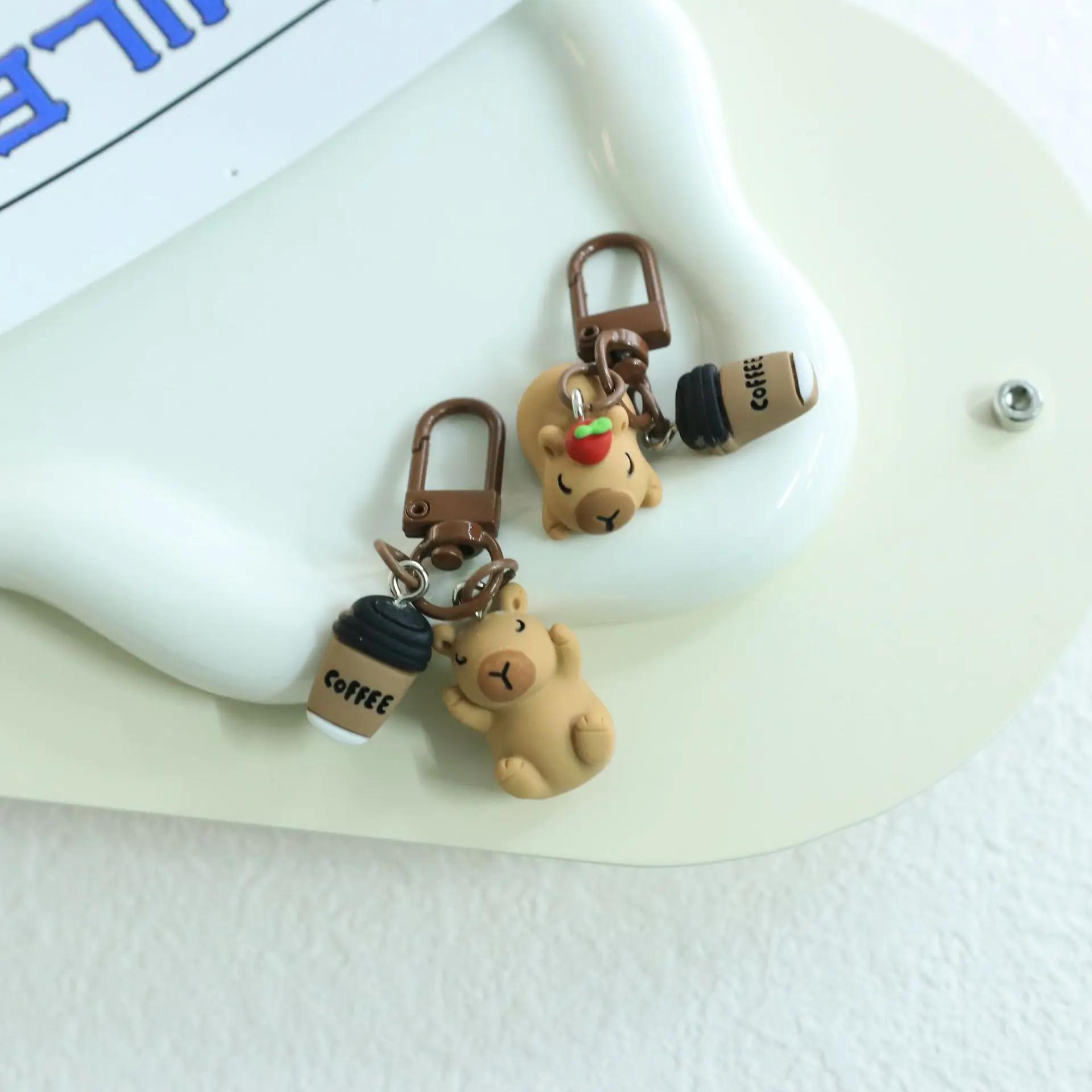 Cartoon Kapibala Key Chain Capybara Phone Pendant Headphone Case Charms Bag Decor Car Key Ring Bag Accessories Wholesale image 5