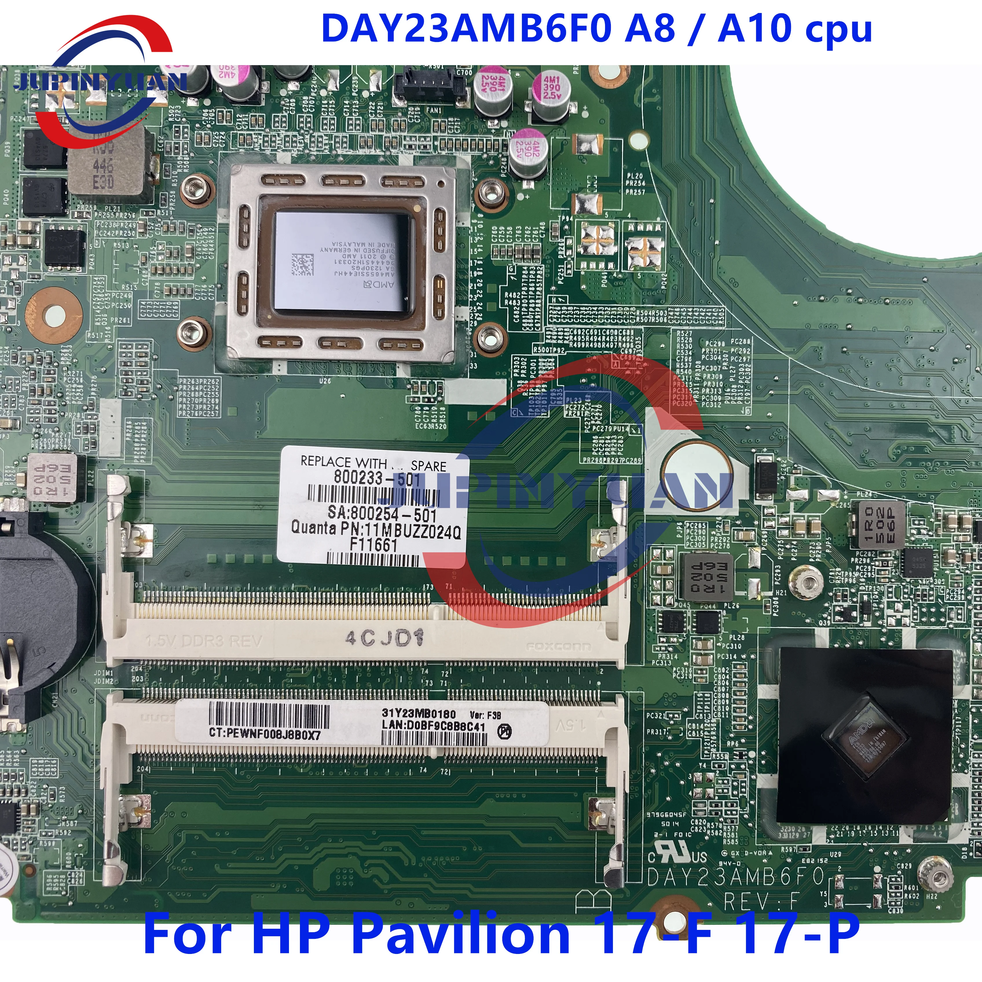 DAY23AMB6F0 For HP PAVILION 17-F 763424-501 800823-501 Laptop Motherboard DAY23AMB6C0 A8-5545M A10-5745M Mainboard full tested